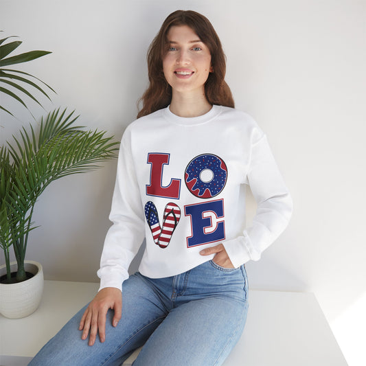 Patriotic LOVE Crewneck Sweatshirt